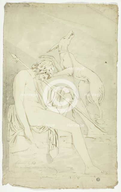 Ancient Bas-Relief of Sleeping Hunter and Dog, 1775. Creator: John Downman.
