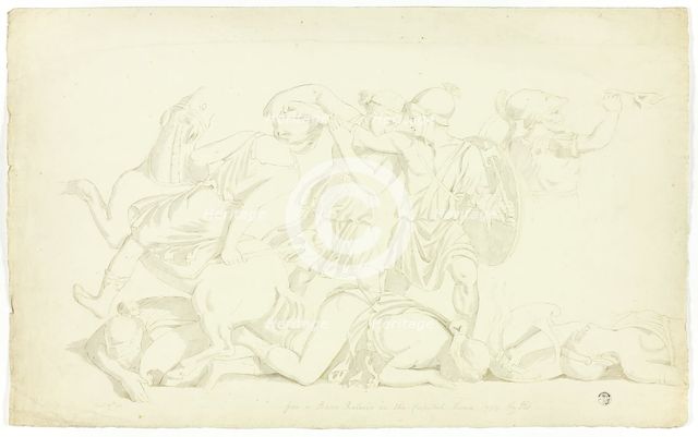 Ancient Bas-Relief with Battle of the Amazons, 1774. Creator: John Downman.