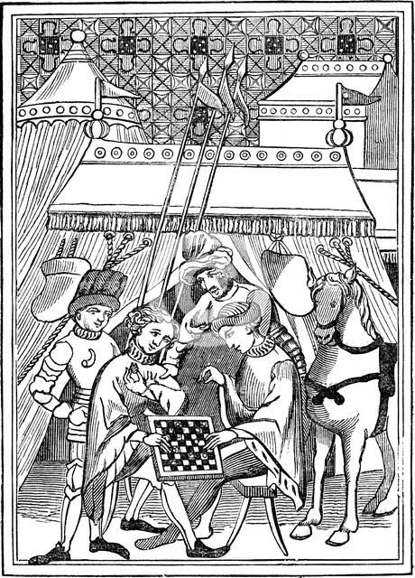Ancient Chess Play, 14th century, (1833). Artist: Unknown