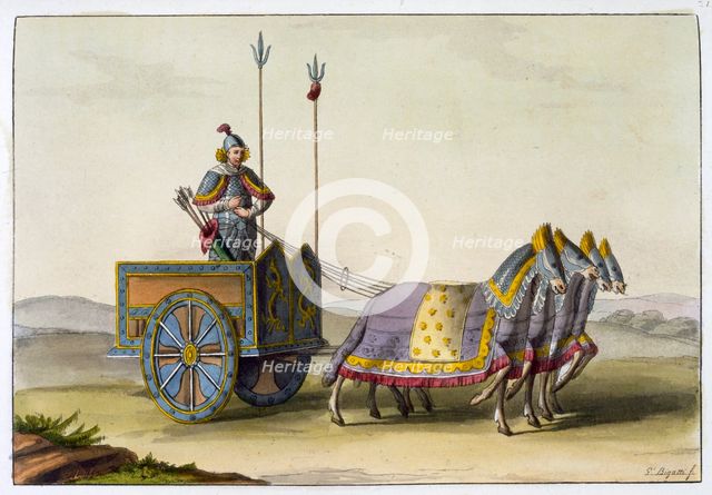 Ancient Chinese war chariot, c1820-1839. Creator: Giovanni Bigatti.