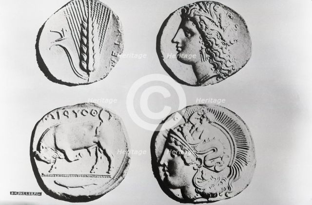 Ancient coins, Greek, c1955. Creator: Arthur Charles Kirby Ware.
