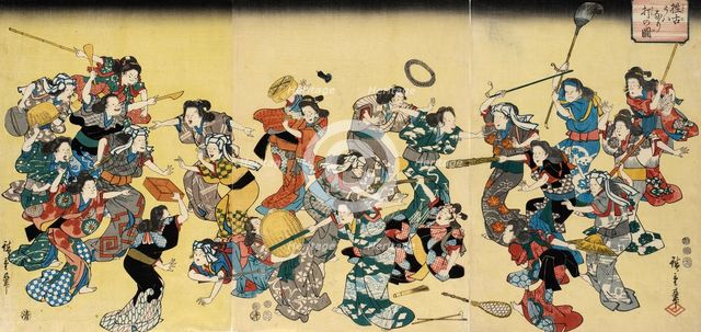 Ancient Custom of Attacking the Concubine, 1852. Creator: Ando Hiroshige.