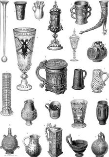 Ancient drinking-vessels in the International Exhibition, 1873. Creator: Unknown