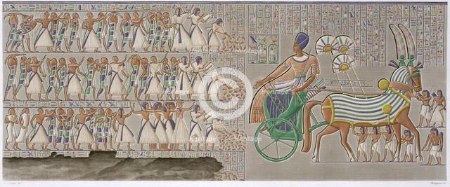 Ancient Egyptian coloured bas reliefs, 1822. Artist: Antoine Phelippeaux