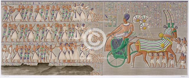 Ancient Egyptian coloured bas reliefs, 1822. Creator: Antoine Phelippeaux.