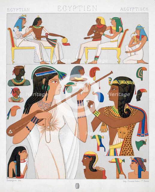 Ancient Egyptian costume, 1888. Artist: Chataignon