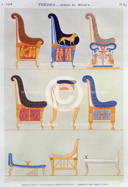 Ancient Egyptian furniture, 1822. Creator: Pomel.
