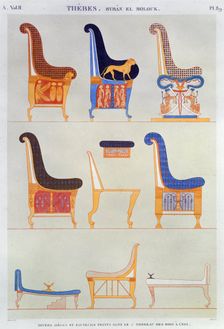 Ancient Egyptian furniture, 1822. Creator: Pomel