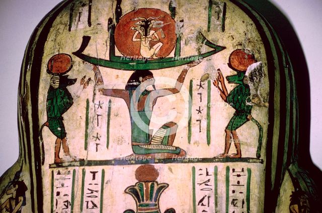 Ancient Egyptian hieroglyphs from inside a mummy-case. Artist: Unknown
