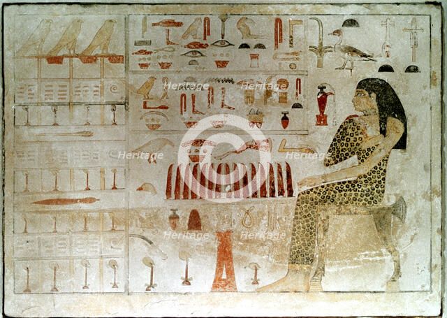 Ancient Egyptian stele with hieroglyphics, 27th-25th century BC. Artist: Unknown