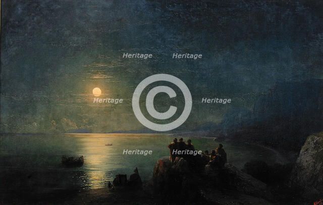 Ancient Greek poets by the water's edge in the Moonlight, 1886. Artist: Aivazovsky, Ivan Konstantinovich (1817-1900)