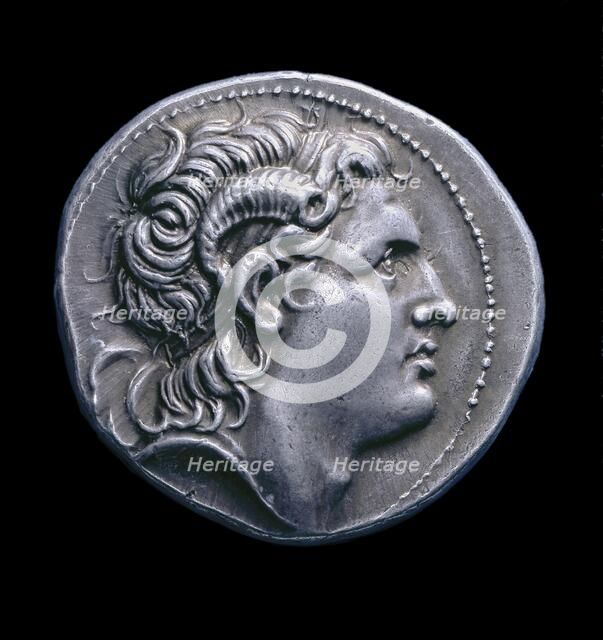 Ancient Greek silver coin, 286 BC-281 BC. Artist: Unknown.