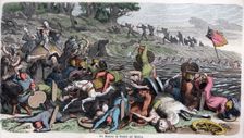 Ancient History. Macedonia. Macedonian phalanx fighting the Persians. German engraving, 1865