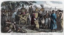 Ancient History. Egypt. Counting the hands cut to prisoners. German engraving, 1865