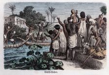 Ancient History. Egypt. Water games. German engraving, 1865