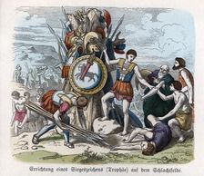 Ancient History. Greece. War trophies. German engraving, 1865