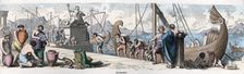 Ancient History. Greece. Maritime trading. German engraving, 1865