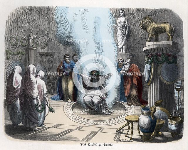 Ancient History. Greece. Oracle of Delphi. German engraving, 1865.