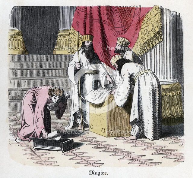 Ancient History. Persia. Persian doctors and magi. German engraving, 1865.