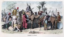 Ancient History. Persia. Soldiers of the Persian army. German engraving, 1865