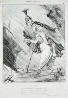 Ancient History (plate 15): Enée and Didon, 1842. Creator: Honoré Daumier (French, 1808-1879)