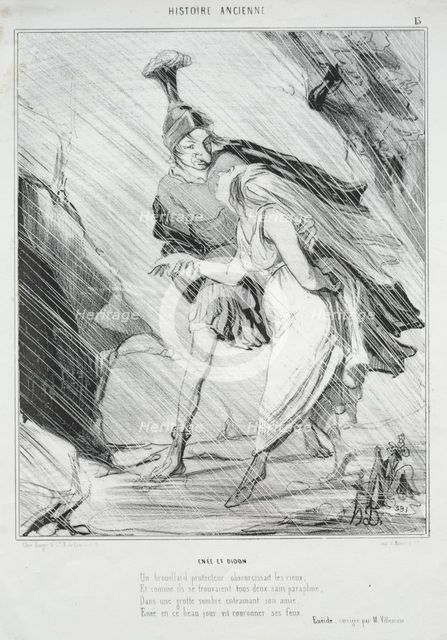 Ancient History (plate 15): Enée and Didon, 1842. Creator: Honoré Daumier (French, 1808-1879).