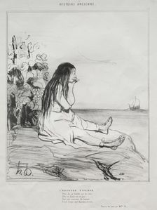 Ancient History, plate 24: The Abandonment of Ariadne, 4 September 1842. Creator: Honoré Daumier (French, 1808-1879); Aubert