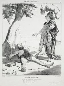 Ancient History, plate 20: Alexander and Diogenes, 14 August 1842. Creator: Honoré Daumier (French, 1808-1879); Aubert