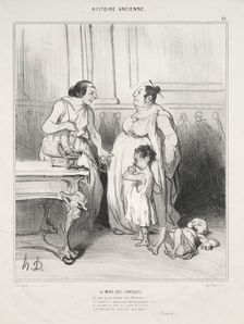 Ancient History, plate 46: The Mother of the Gracchi, 1842. Creator: Honoré Daumier (French, 1808-1879); Aubert