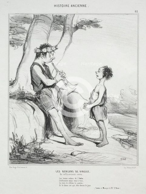 Ancient History, plate 48: The Shepherds of Virgil, 31 December 1842. Creator: Honoré Daumier (French, 1808-1879); Aubert.