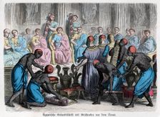 Ancient History. Rome. Egyptian Embassy presenting gifts to a senator. German engraving, 1865