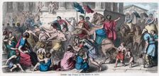 Ancient History. Rome. Procession to the circus. German engraving, 1865
