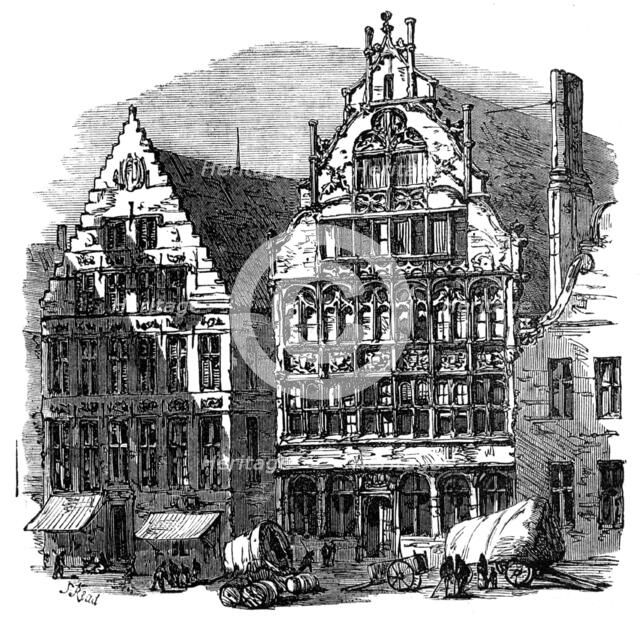 Ancient houses on the quay, Ghent, 1872. Creator: Unknown.