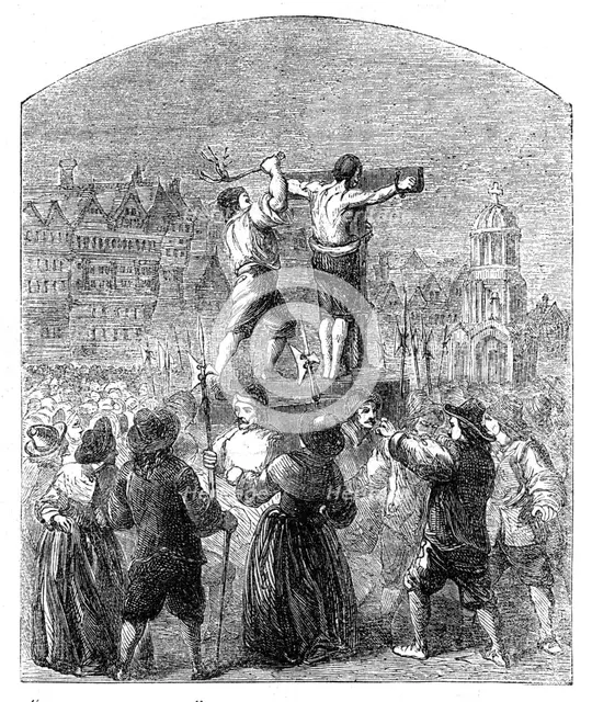 "Ancient London": Flogging a Nonconformist in Cheapside, 1862. Creator: Unknown.