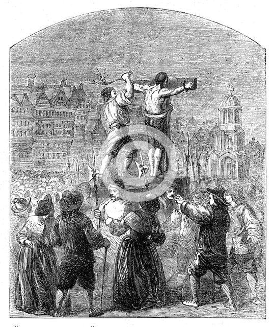 "Ancient London": Flogging a Nonconformist in Cheapside, 1862. Creator: Unknown.