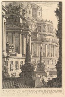 Ancient mausoleum erected for the ashes of a Roman Emperor (Mausoleo antico eretto per..., ca. 1750. Creator: Giovanni Battista Piranesi
