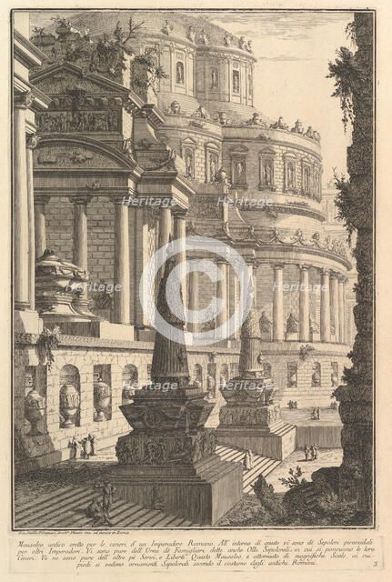 Ancient mausoleum erected for the ashes of a Roman Emperor (Mausoleo antico eretto per..., ca. 1750. Creator: Giovanni Battista Piranesi.
