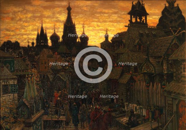 Ancient Moskow. Street in Kitay-gorod in the 17 century, 1900. Artist: Vasnetsov, Appolinari Mikhaylovich (1856-1933)