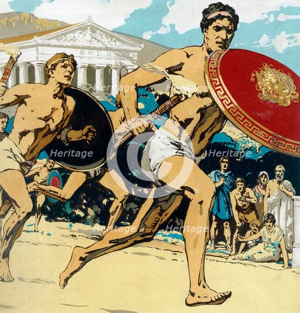 Ancient Olympic Games: the relay race, 1922. Artist: Unknown