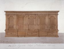 Ancient register chest from Southwark Cathedral, London, 1825. Artist: G Yates