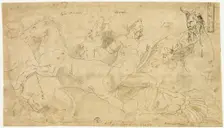Ancient Relief with Hercules and the Mares of Diomedes (recto), 1521/56. Creator: Unknown