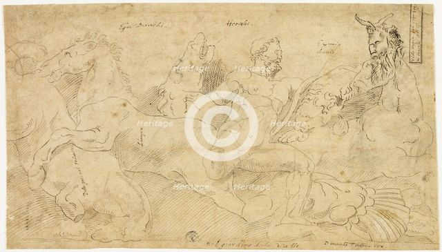 Ancient Relief with Hercules and the Mares of Diomedes (recto), 1521/56. Creator: Unknown.