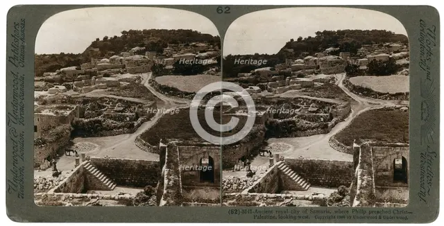 Ancient royal city of Samaria, where Philip preached Christ, looking west, Palestine, 1900.Artist: Underwood & Underwood