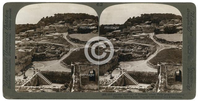 Ancient royal city of Samaria, where Philip preached Christ, looking west, Palestine, 1900.Artist: Underwood & Underwood