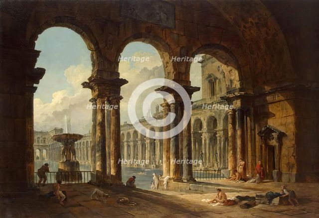 Ancient Ruins Used as Public Baths, 1798. Creator: Hubert Robert.