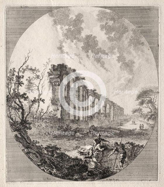 Ancient Ruins: Ancient Aqueduct, 1756. Creator: Jean-Claude-Richard de Saint-Non (French, 1727-1791).