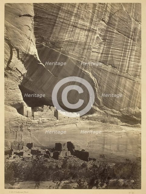 Ancient Ruins in the Cañon de Chelle, N.M. In a niche 50 feet above present Cañon bed., 1873. Creator: Tim O'Sullivan.
