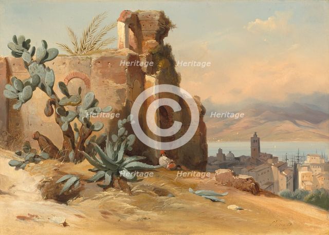 Ancient Ruins near Messina, Sicily, 1842. Creator: Charles Rémond.