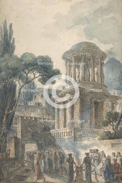 Ancient Scene with a Funeral Ceremony for an Actor, ca. 1777. Creator: Louis Jean Desprez.