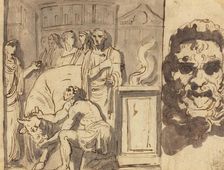 Ancient Sacrifice and Head of a Satyr. Creator: Felice Giani